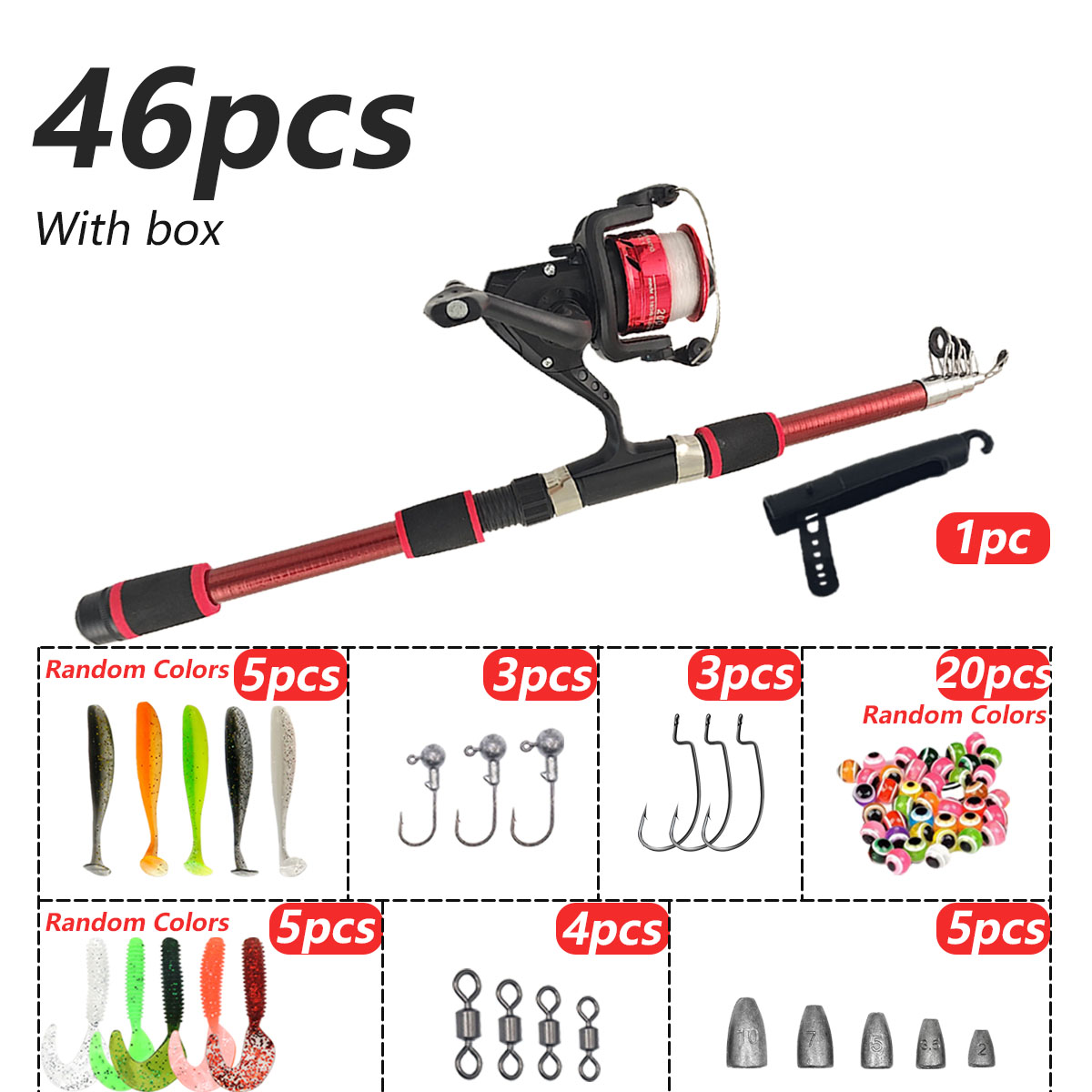 46Pcs Telescopic Fishing Rod R - Fishing Rod Combo review and price