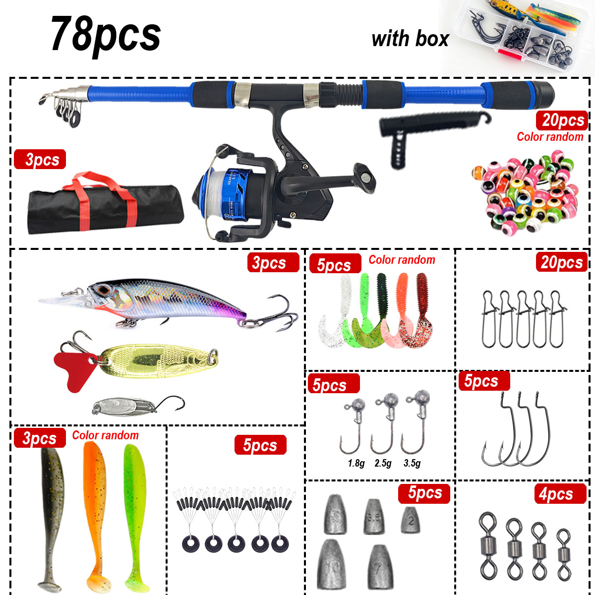 46Pcs Telescopic Fishing Rod R - Fishing Rod Combo review and price